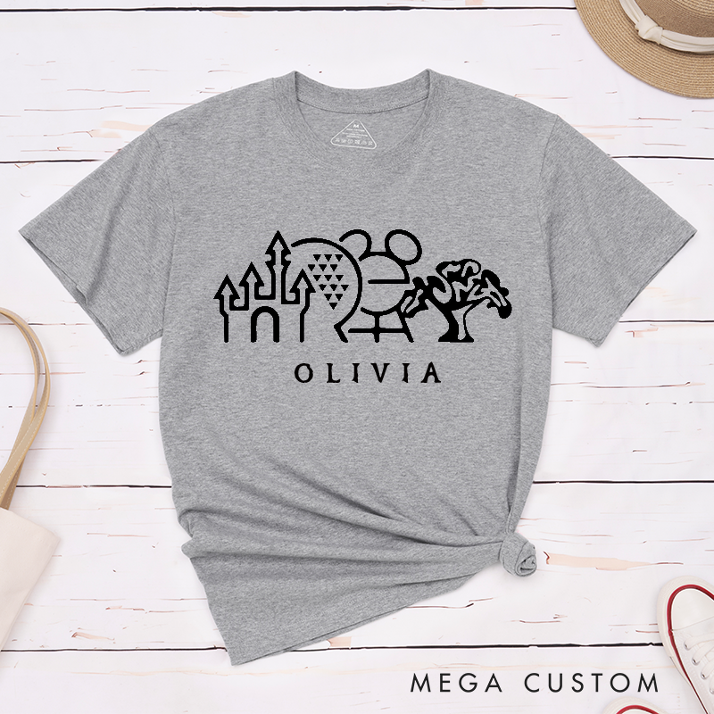 Personalized Classic T-shirt Custom Name Gift Unisex Unique Theme Park Family Vacation Shirt for Kids and Adults Perfect Travel Keepsake