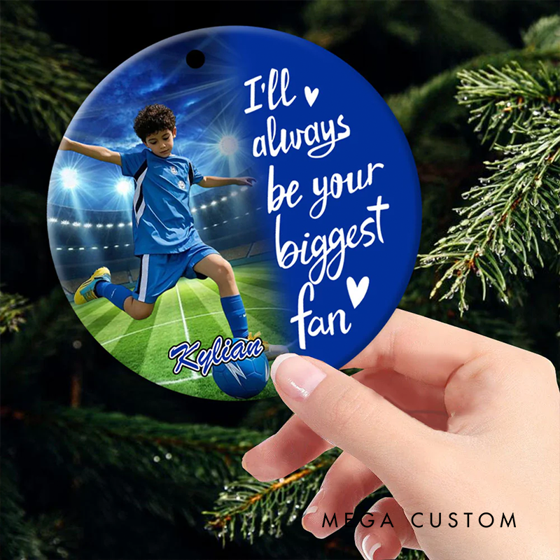 Personalized Soccer Photo Ornament with Custom Name and Number – Perfect Christmas Gift for Soccer Players
