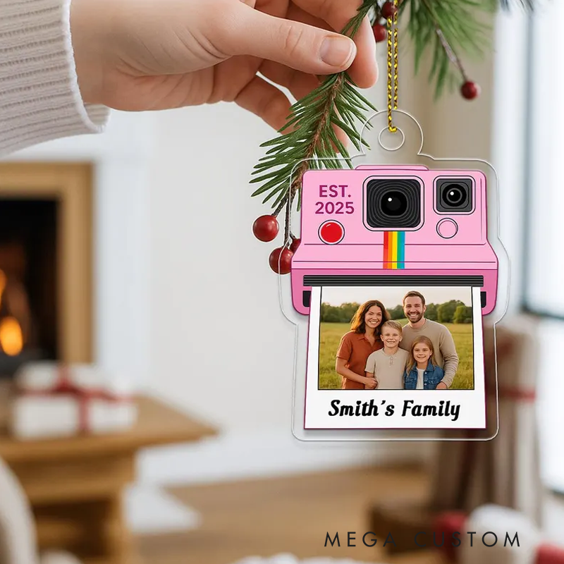Personalized Camera Photo Ornament 2025 Custom Family Picture Ornament Polaroid Style Christmas Tree Decoration Gift for Families