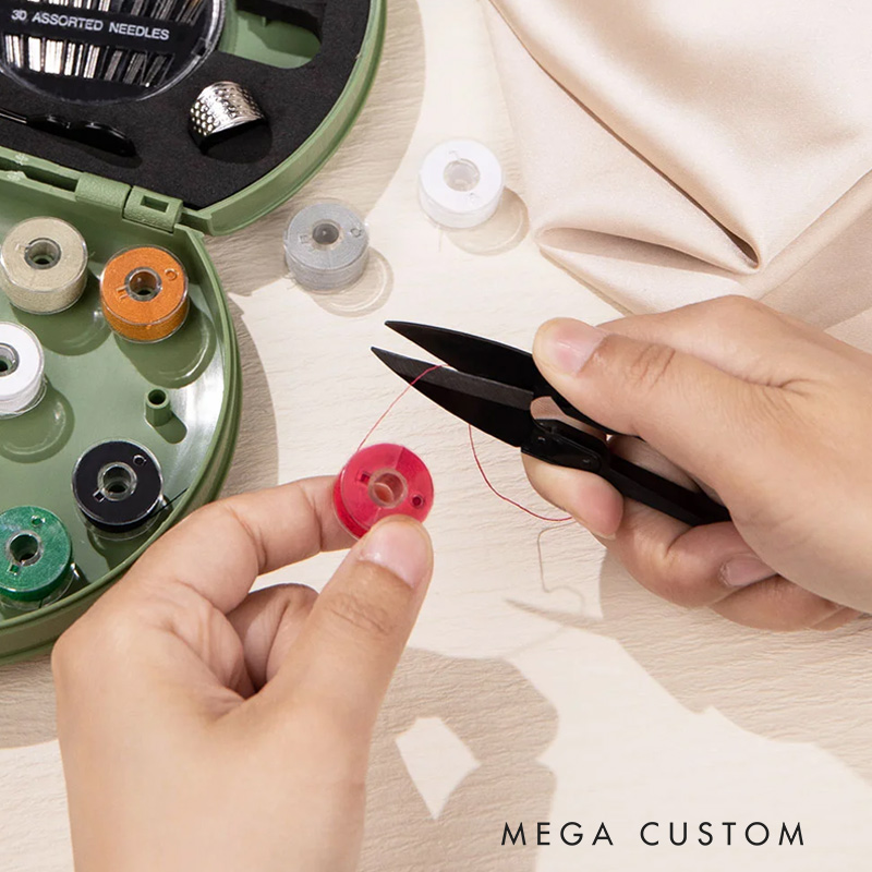 Personalized Birth Flower Portable Sewing Kit Set Storage Box with Name Birthday Gift for Tailor Lover