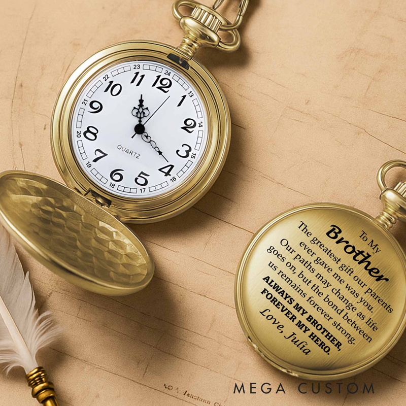 Personalized To My Brother Forever My Hero Pocket Watch Gift for Brothers