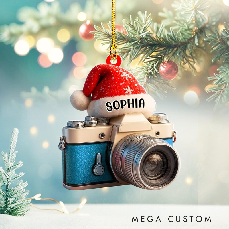 Personalized Camera Ornament 2025 Custom Photographer Christmas Ornament Photography Gift for Friend or Travel Lover Decoration