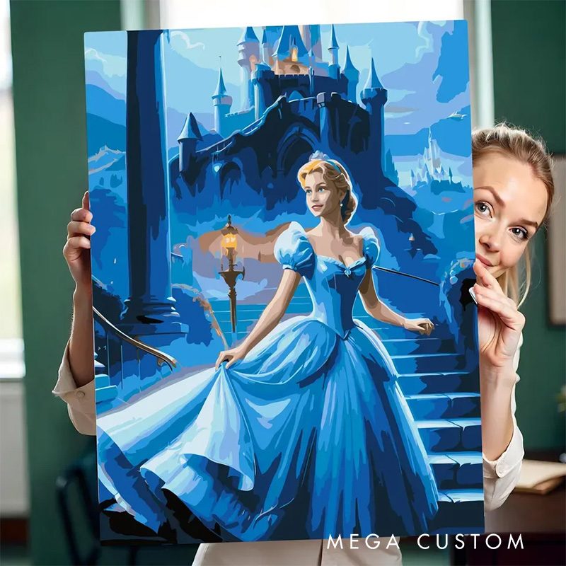 Personalized Night Princess Paint by Numbers Painting Upload Your Photo for Art Lovers Cartoon Lovers Painting Gift for Kids Birthday