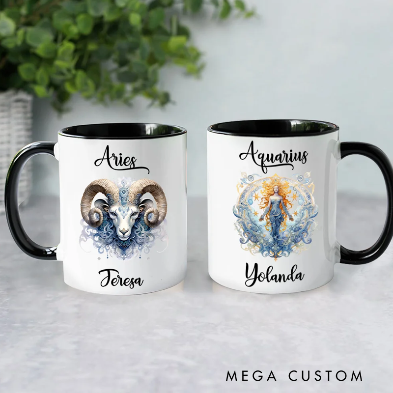 Personalized Astrology Zodiac Constellation Mug with Name Birthday Gift for Women Men
