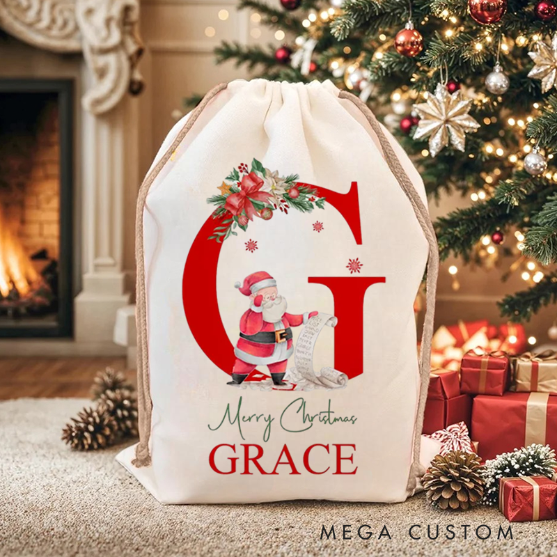 Personalised Motocross Christmas Sack - Dirt Bike Festive Santa Gift Bag for Kids