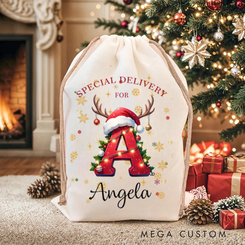 Custom Letter Name Santa Sack Personalized 2025 Christmas Family Keepsake Bag
