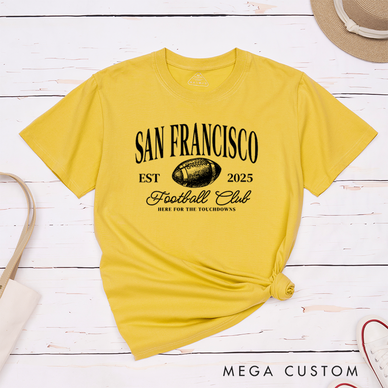 Personalized American Football T-Shirts with Custom City Name and Years