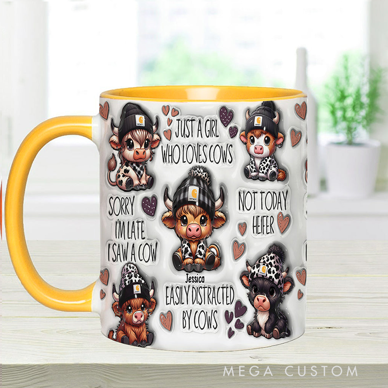 Personalized Just A Girl Who Loves Highland Cows Accent Mug