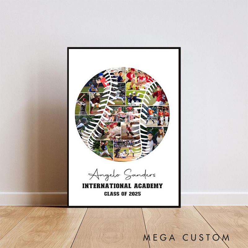 [Copy]Personalized Baseball Caricature from Photo Wall Art Poster Without Frame Funny Hand Drawn Style Art Gift for Baseball Fans and Athletes 