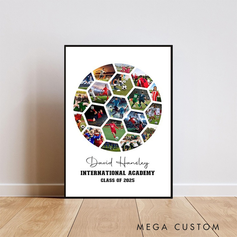 Personalized soccer Caricature from Photo Wall Art Poster Without Frame Funny Hand Drawn Style Art Gift for Baseball Fans and Athletes 