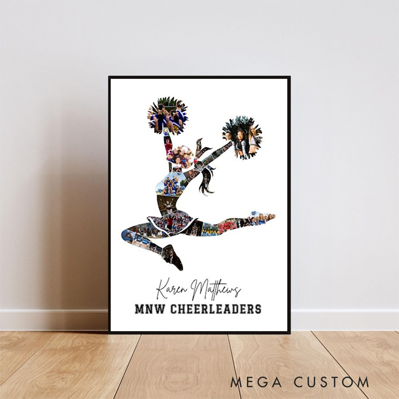 Personalized Cheerleader Caricature from Photo Wall Art Poster Without Frame Funny Hand Drawn Style Art Gift for Baseball Fans and Athletes 