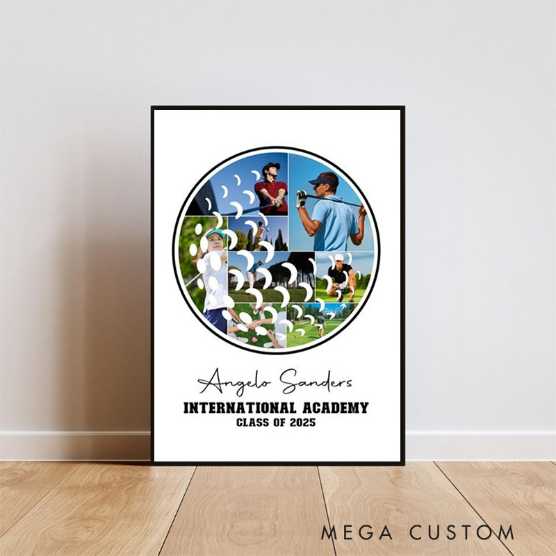 Personalized Golf Caricature from Photo Wall Art Poster Without Frame Funny Hand Drawn Style Art Gift for Baseball Fans and Athletes 