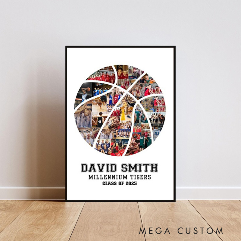 Personalized basketball Caricature from Photo Wall Art Poster Without Frame Funny Hand Drawn Style Art Gift for Baseball Fans and Athletes 