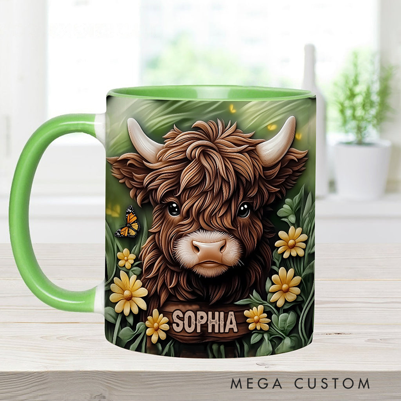 Personalized Baby Highland Cow Accent Mug