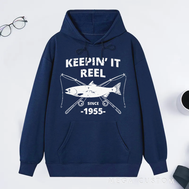 Personalized Keepin It Reel Fishing Hoodie Fisherman Birthday Gift Fisherman Gift Custom Time Comfortable and Stylish Gift for Fishing Enthusiasts