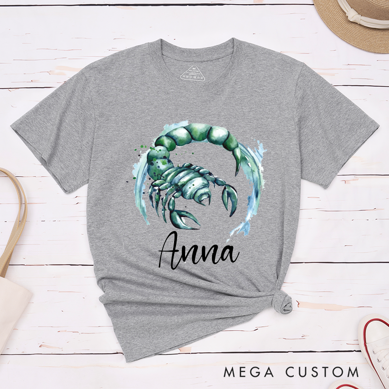 Personalized  Classic T-Shirt Scorpio Zodiac Unisex Custom Name Present for Men Women Astrology Horoscope Lovers and Friends