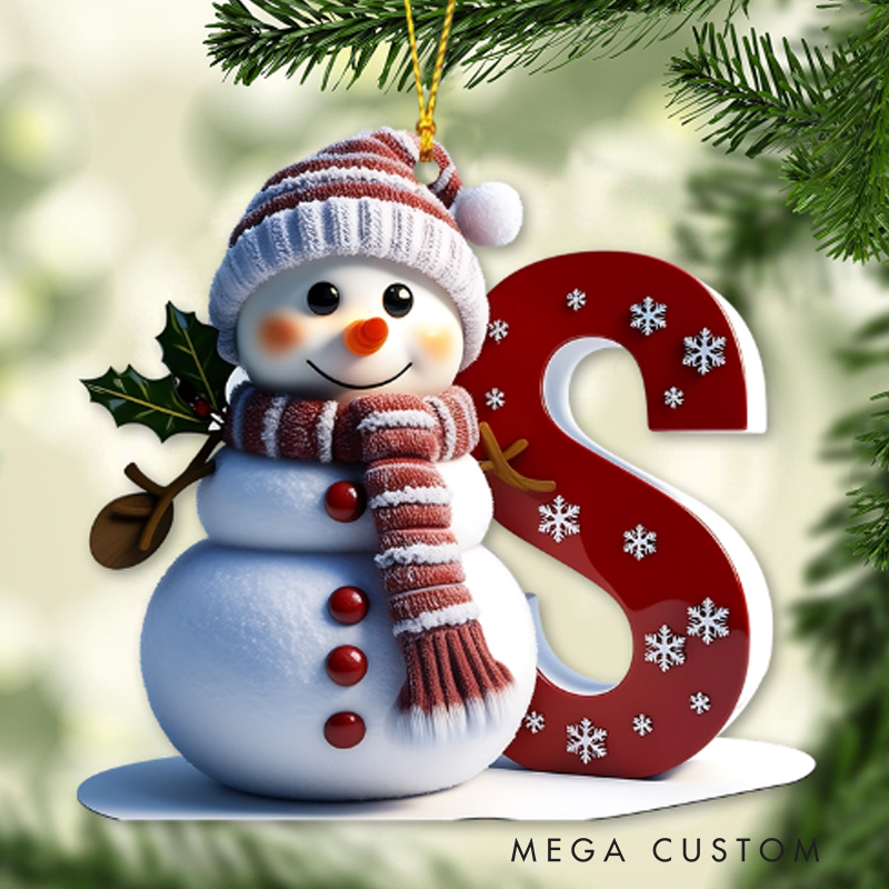 Personalized Cute Snowman Merry Christmas Ornament