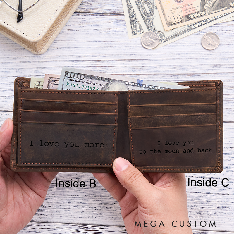 Personalized Leather Wallet Engraved Wallet Mens Wallet Crazy Horse Wallet Birthday Gift for Him Groomsman Gift Boyfriend Gift Dad Gift Husband Gift