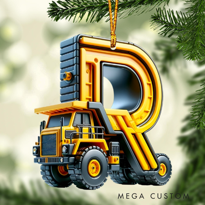 Personalized Construction Vehicles Letter Ornament Kid Ornament