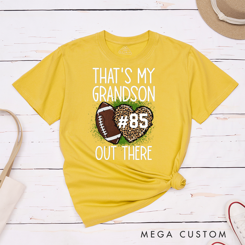 Personalized Leopard Print American Football and Rugby T-Shirts for Grandma T-Shirts with Custom Number