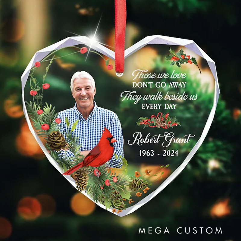 Personalized Photo Memorial Heart Glass Ornament Family Loss Ornament Memorial Christmas Ornament I'm Always With You