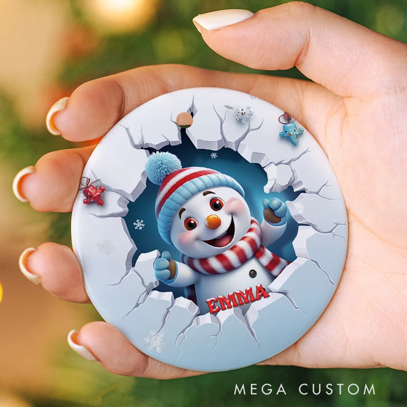 Personalized Ceramic Christmas Ornament with Name Snowman Reindeer Santa Claus Tree Decoration Gift for Family