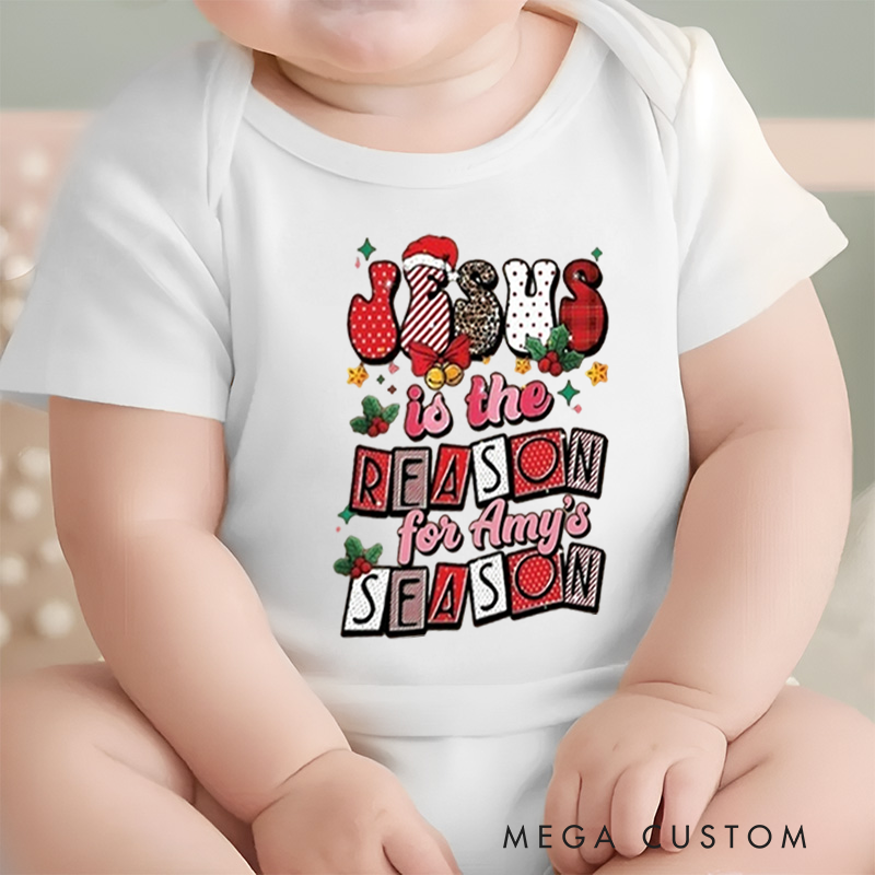 Personalized Baby Onesie and Special Christmas Baby Bodysuit with Jesus Theme Design for Baby's Special Season