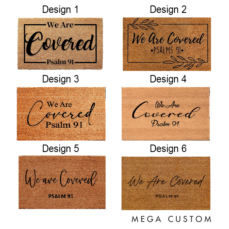 Personalized We are Covered Bible Verse Doormat 6 Design Options Non-Slip Durable Front Door Decor Welcome Mat Religious Gift for Faithful Family