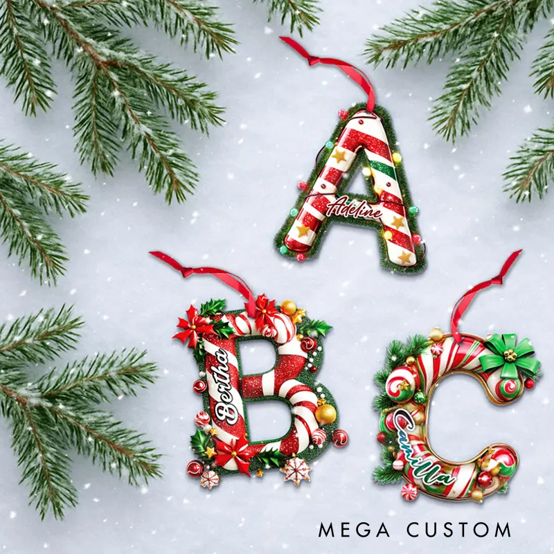 Personalized Christmas Ornament with Name One Sided Custom Letter Holiday Decoration for Tree Family Christmas Letters