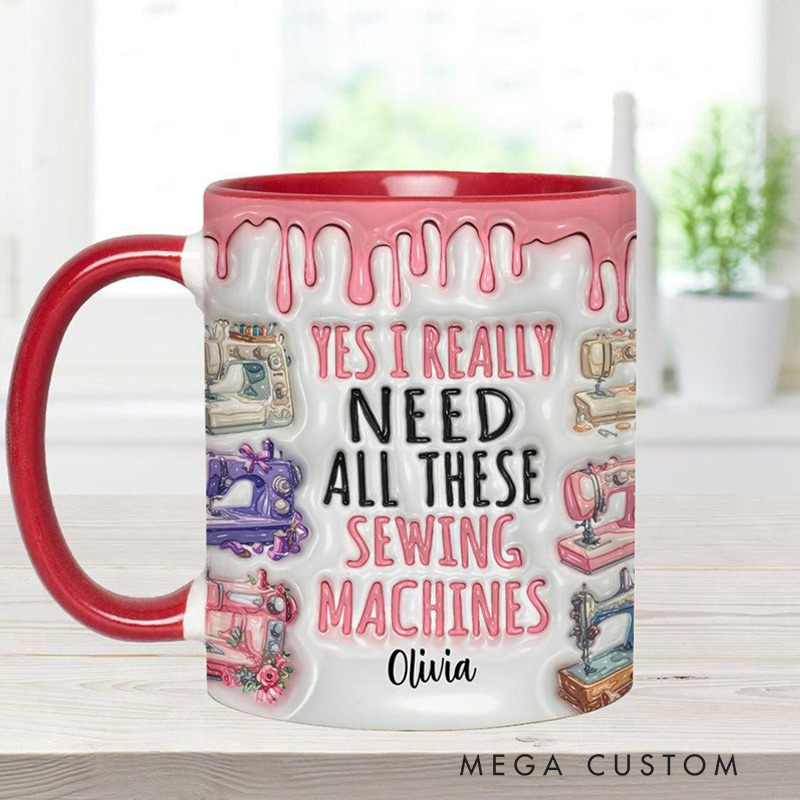 Personalized I Really Need All These Sewing Machines Accent Mug Custom Sewing Cup Sewing Gifts For Women Gifts For Sewing Lovers