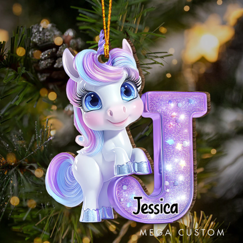 Personalized Cartoon Unicorns Kid Ornament