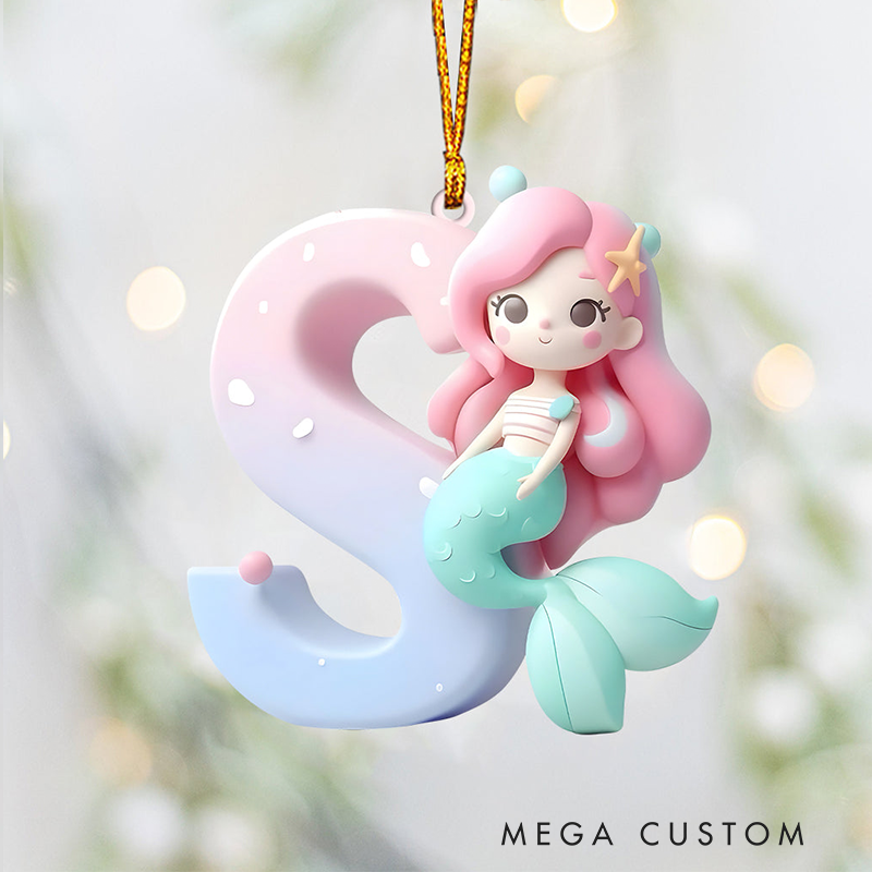 Personalized Little Mermaid Letter Kid Ornament