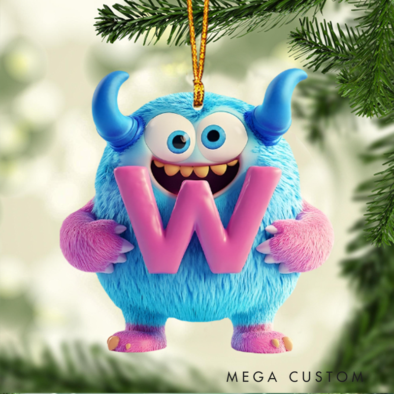Personalized Monster Kid Letter Kid Christmas Ornament