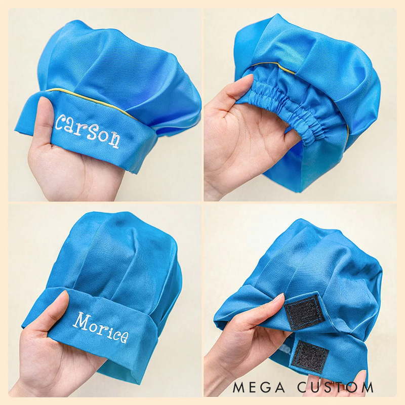 Personalized Baking Tools Adjustable Boy Girl Apron Chef Hat Set with Embroidered Name and Pocket Birthday Gift for Kids Cooking Lovers