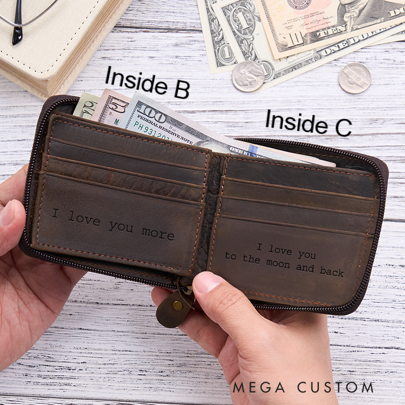 Personalized Leather Wallet Engraved Crazy Horse Wallet Custom Wallet for Him Birthday Gift for Him Anniversary Gift for Men Boyfriend Gift Dad Gift Husband Gift
