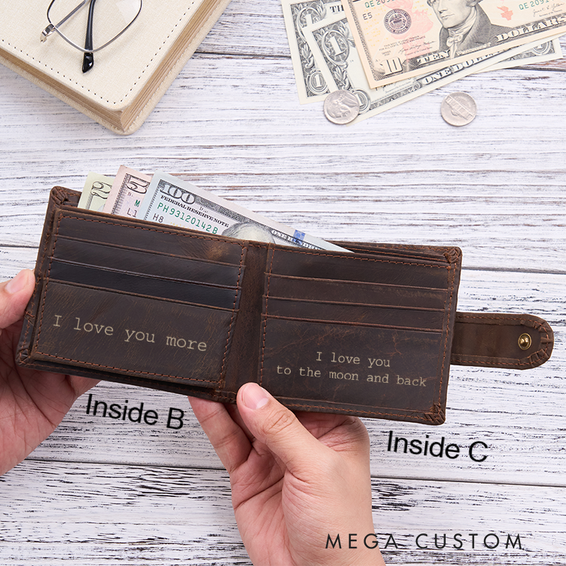 Personalized Leather Wallet Engraved Crazy Horse Wallet Mens Wallet Leather Wallet For Him Groomsmen Wallet Boyfriend Gift Dad Gift Husband Gift