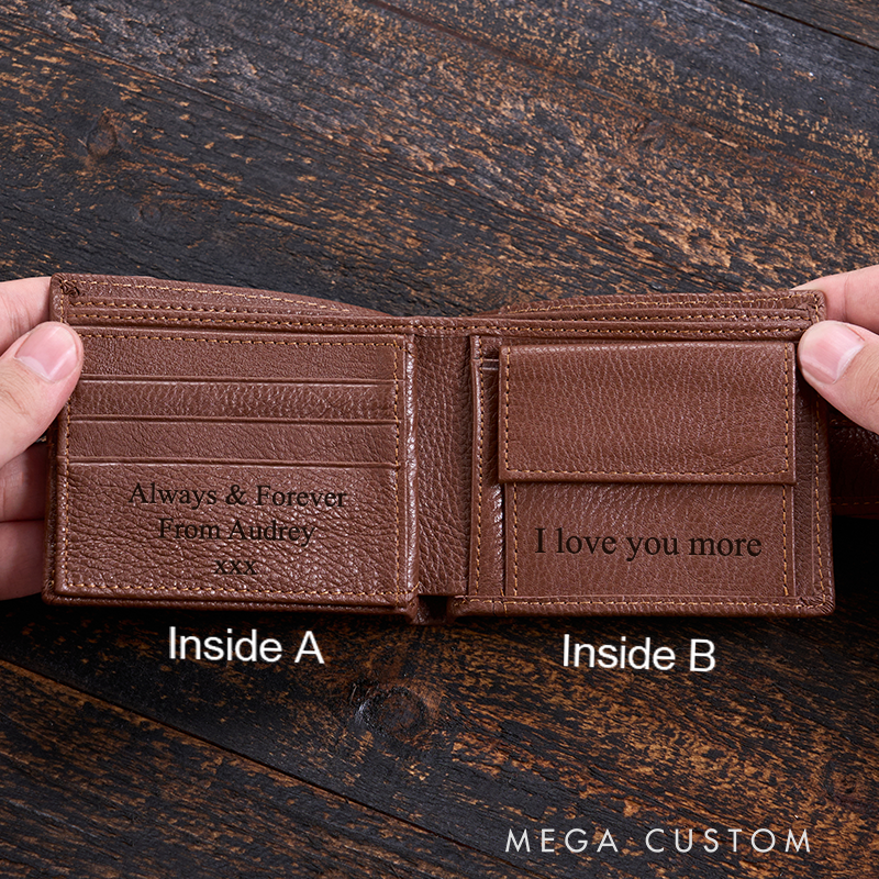 Personalized Leather Wallet Engraved Genuine Leather Wallet For Him Mens Wallet Anniversary Gift For Him Birthday Gift For Boyfriend Husband Groomsmen