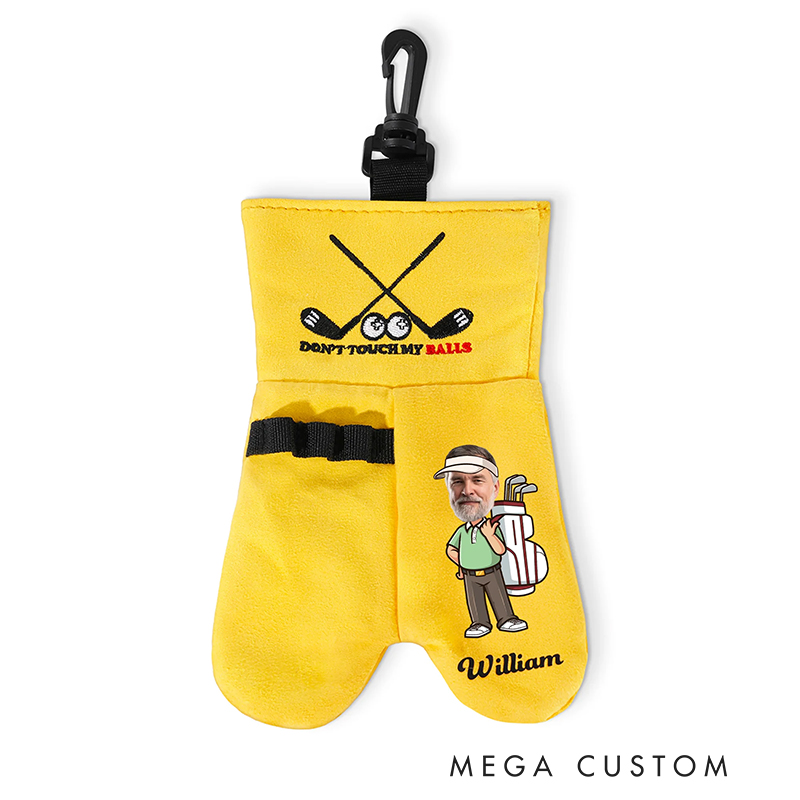 Personalized Cartoon Character Face Photo Golf Ball and Tee Storage Bag Sack with Name Golf Accessories Birthday Gift for Golf Lovers