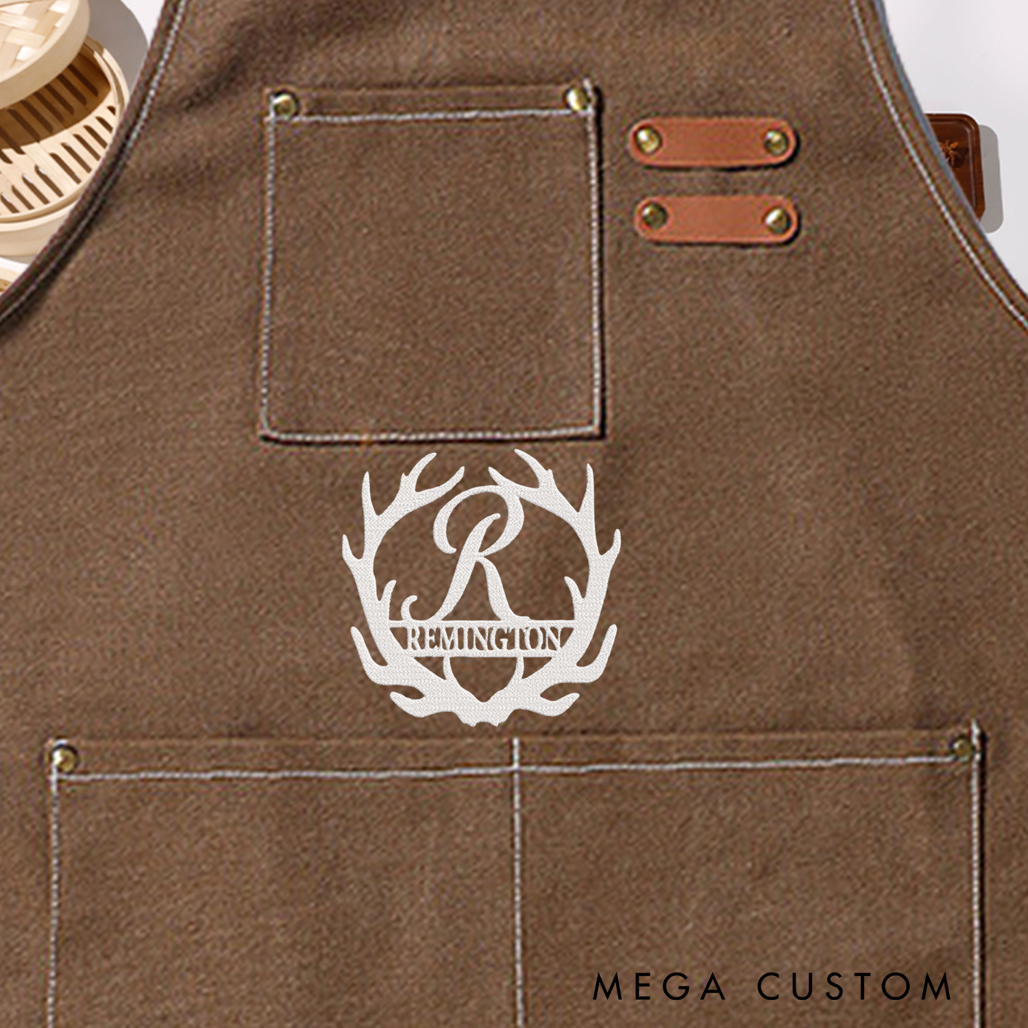 Personalized Embroidered Elk Deer Apron Hunting Lovers Apron Gift for Hunter Outdoor Barbecue Lover