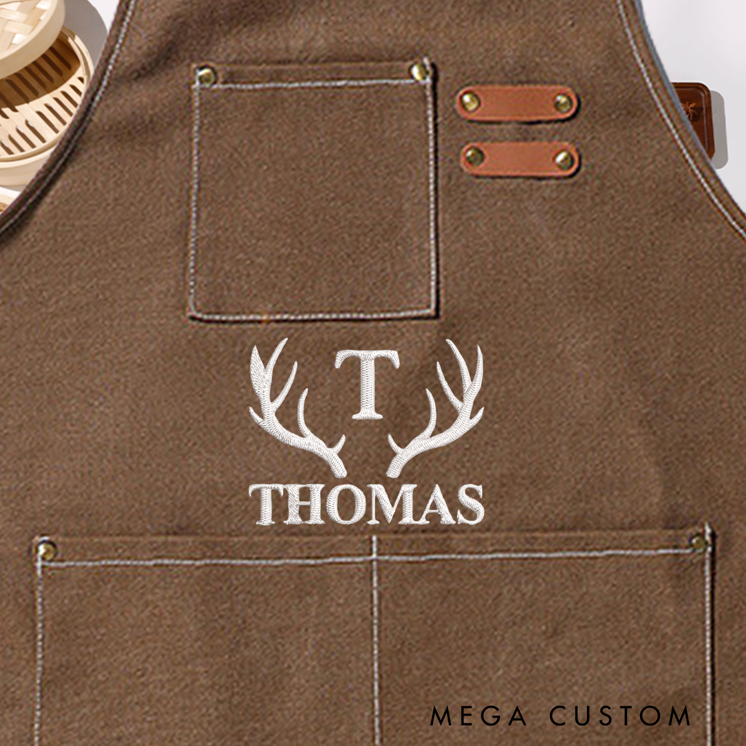 Personalized Embroidered Hunters Apron Custom Deer Logo Hunting Lovers Apron Gift for Hunter Outdoor Lover