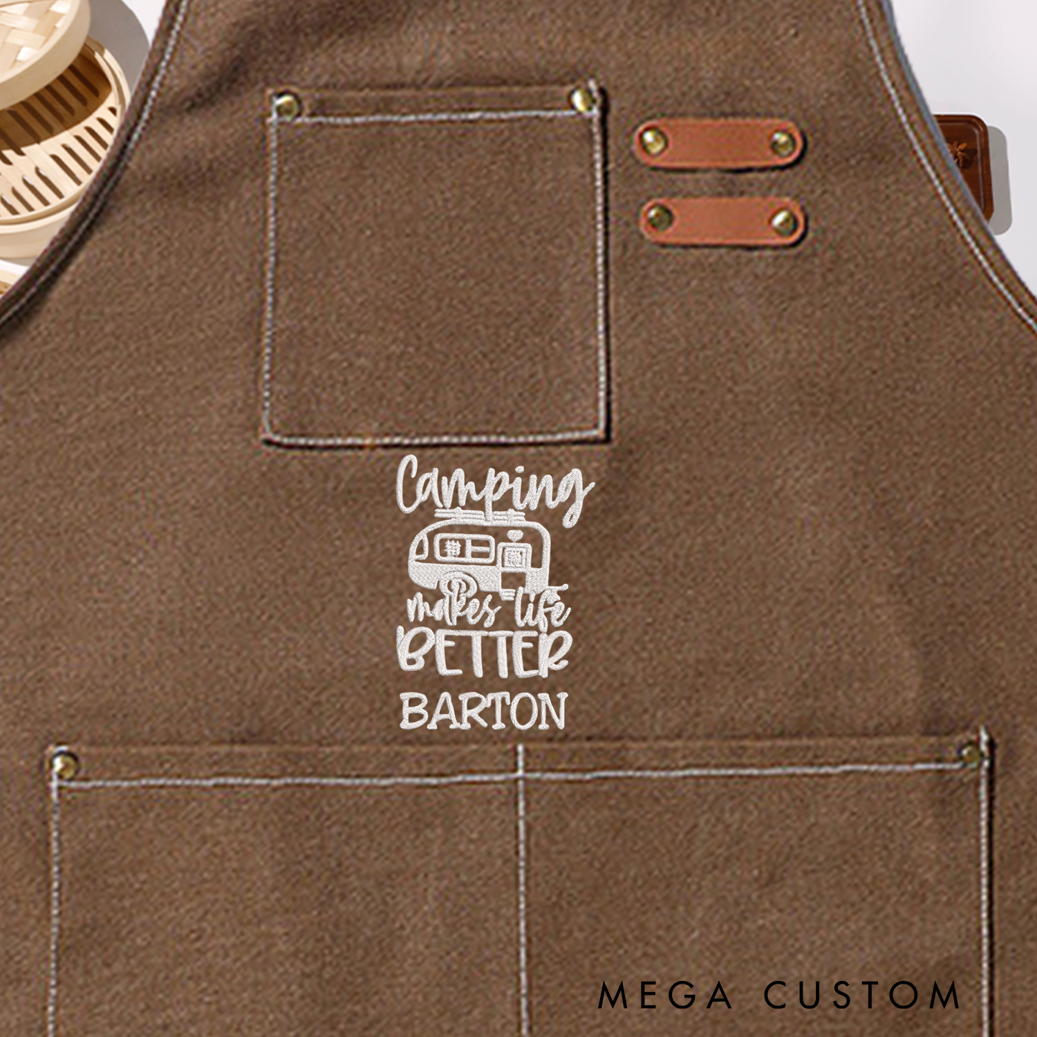 Personalized Embroidered Camping Apron Camping Makes Life Better Fun Apron Gift for Outdoor Barbecue Camping Lover