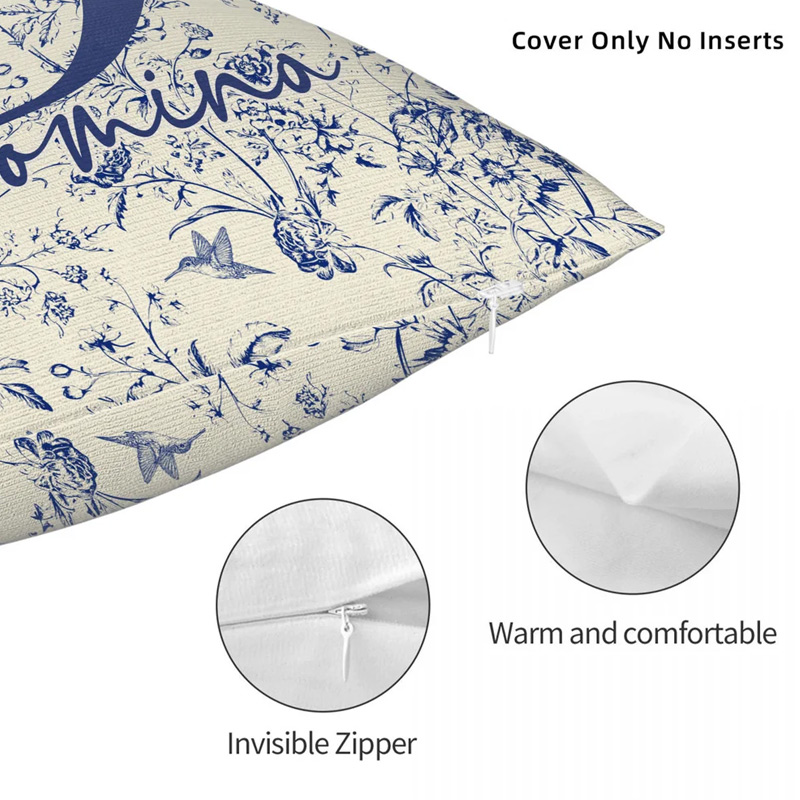 Personalized Pillow Cover with Floral Toile de Jouy Pattern Initial and Name Home Decoration Christmas Birthday Gift for Women