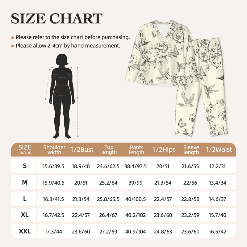 Personalized Rustic Flower Toile De Jouy Ladies Pajamas Set with Name Daily Use Birthday Gift for Women Mother's Day Gift
