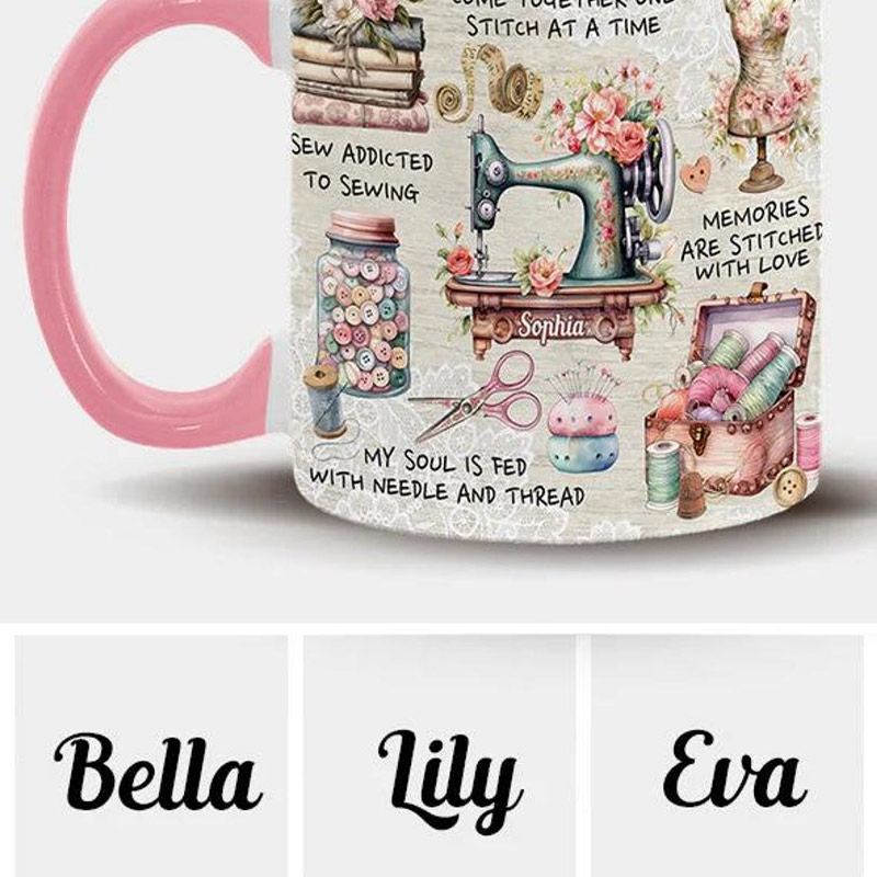 Personalized Sew Addicted To Sewing Accent Mug Sewing Gift  for sewing lovers