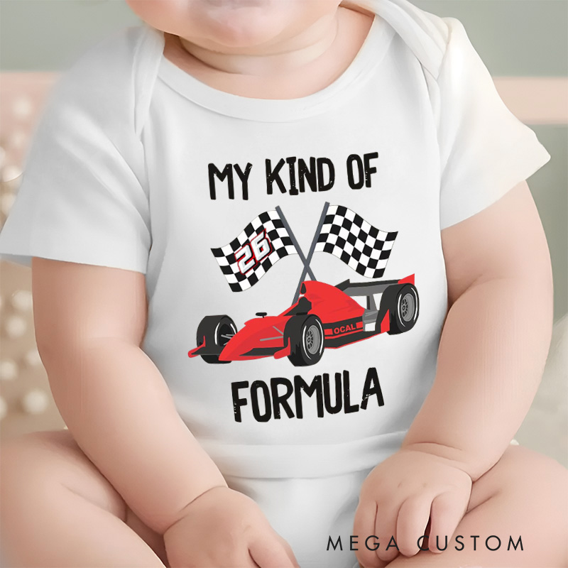 Personalized Race Car Grand Prix Checkered FlagOnesie Baby Bodysuit