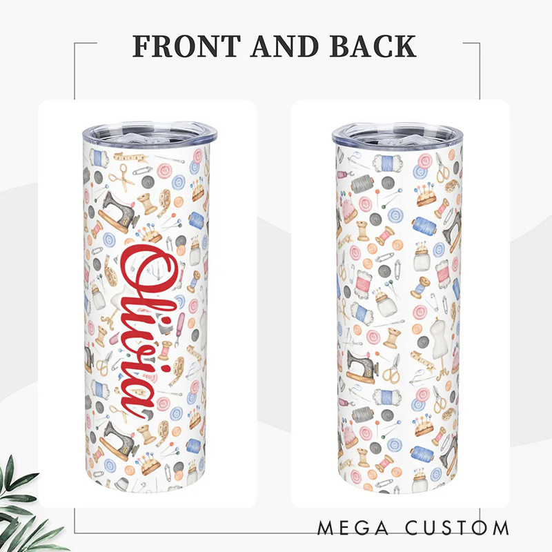 Personalized Colorful Sewing Crafter Stainless Steel Tumbler Gift for Her