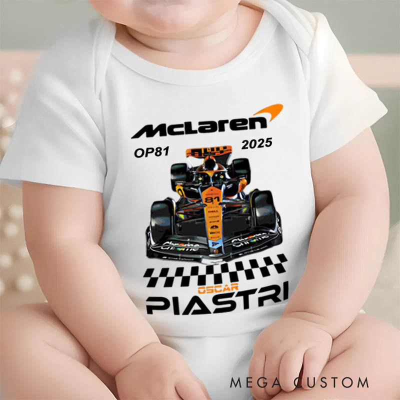 Personalized Oscar Piastri OP81 Baby Bodysuit BirthdayChristmas Gift for Baby