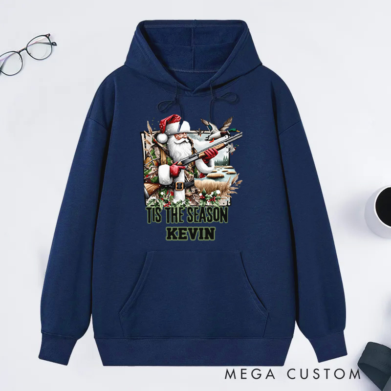 Personalized Camo Santa Sweatshirt Santa Duck Hunting Sweater Christmas Duck Hunting Hoodie Christmas Mallard Duck Christmas Gifts for Hunter