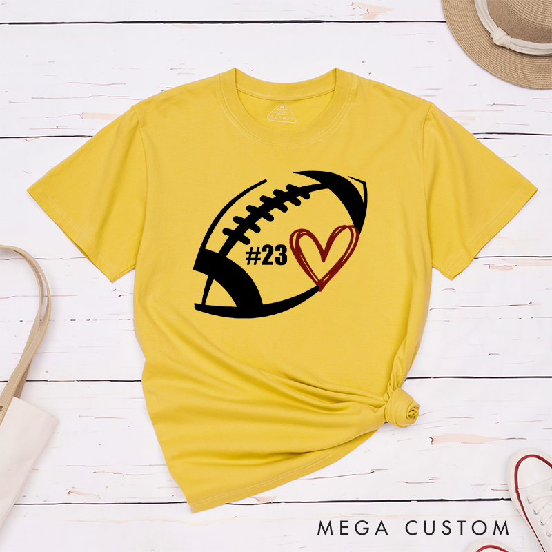Personalized American Football and Rugby T-Shirts Featuring Custom Number on the Front