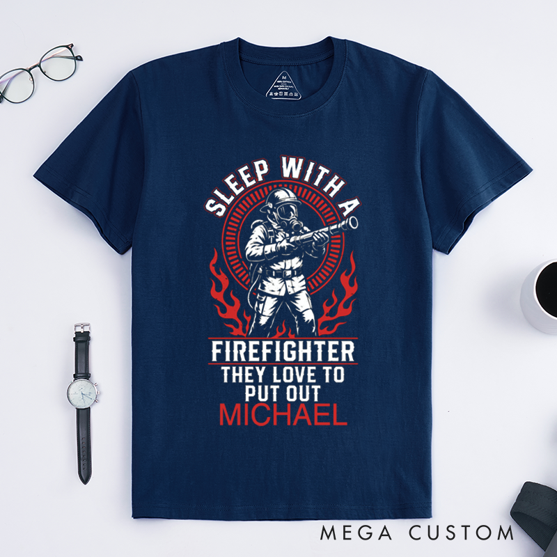 Personalized Firefighter T-Shirts Custom Funny Firefighter Design T-Shirt Firefighter Dad Gift